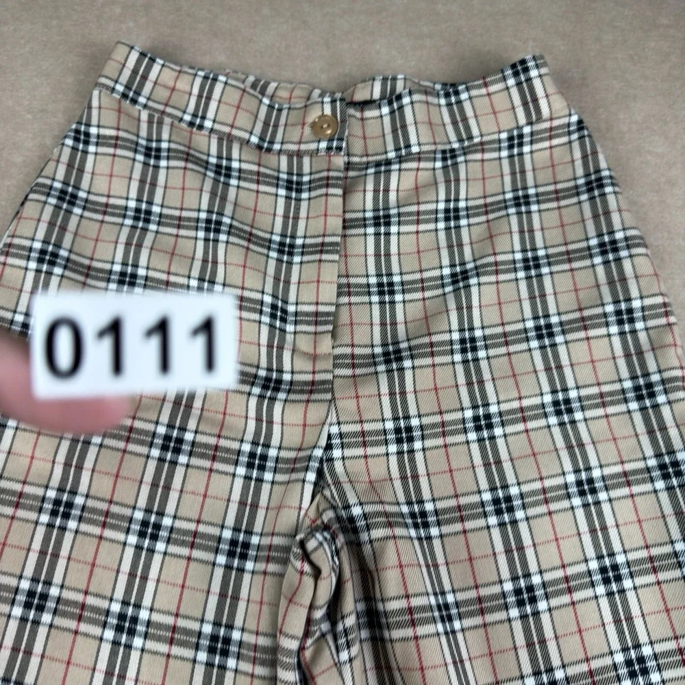 Nasty Gal Pants Womens US Size 6‎ Beige Plaid High Rise UK Made